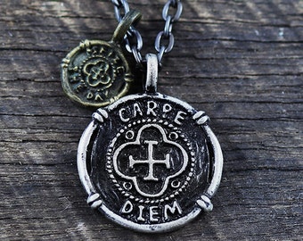 Carpe Diem Necklace Mens Jewelry Necklace Black Chain Carpe Diem Men's Necklace Mens Gift Necklace For Men Jewelry For Men Boyfriend Gift