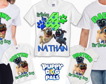 Puppy Dog Pals Birthday family t-shirts with free personalization