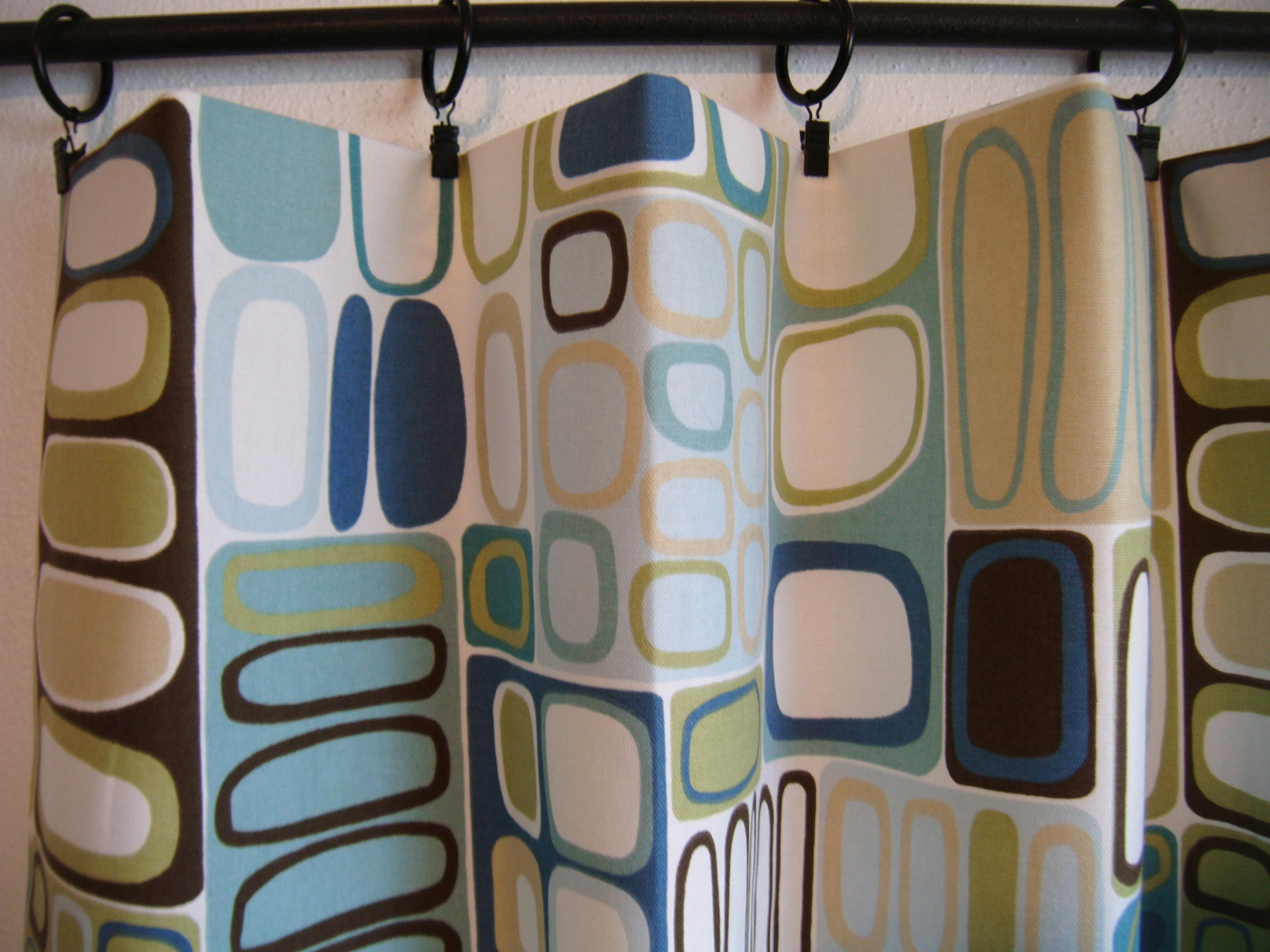 Mid Century Modern Lined Window Curtains Cafe Curtain Set