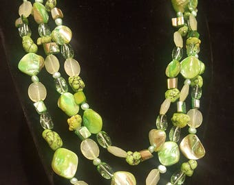 Green Multi Strand Necklace