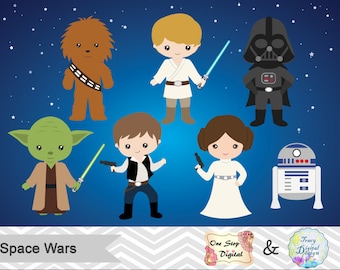 Instant Download Star Wars Digital Clip Art, Star Wars Clipart, Star Wars Party, Space Wars Clipart, Digital Star Wars Printable, 0178