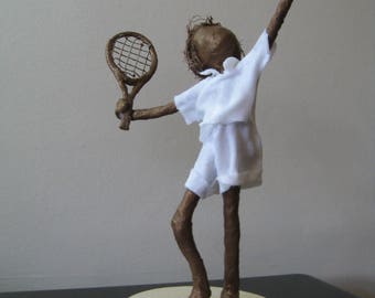 Little Tennis Player. Made to Order. sculpture of tennis player