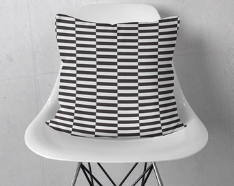Decorative Throw Pillow 18x18 | Stripe Pillow Cover | Striped Throw Pillow Cover | Black and White Pillow Case | Black White Pillow 18 x 18