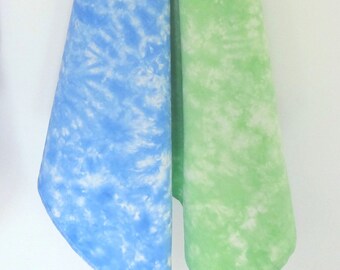Blue & Green Flour Sack Towels - Tie Dyed Kitchen Towels - Hand Dyed Tea Towel Set