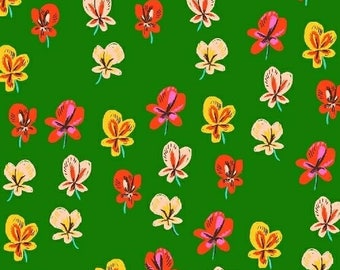 Windham - Sleeping Porch by Heather Ross, Green Pansies