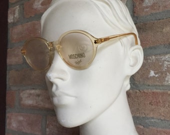 round clear yellow vintage Persol Moschino eyewear, NOS, New old stock, unisex