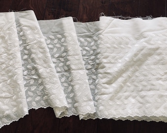 14.5" Wide Wide White Cotton Leaf Embroidered Fabric Lace Trim for Linens Bedding Pillowcase Bed Skirt Ruffle Lingerie Tablecloth Bloomers