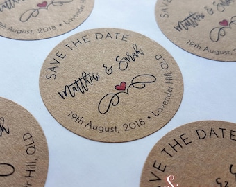 Save the date Kraft Brown Wedding Envelope Sticker Seals
