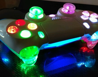 Custom PS4 Dualshock 4 LED Illuminating Controller Chrome