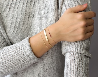 Dainty Bracelet, Gemstone Bracelet, Birthstone Bracelet, , Bead Bar Bracelet, Simple Delicate Bracelet, Thin Gold Minimal Bracelet, B217