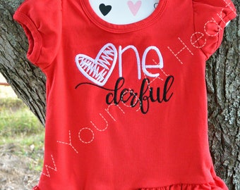 Girls ONEderful Embroidered Shirt, Long or Short Sleeves, Sizes 18 Mos.-Girls 3