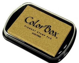 GOLD Stamp Pad (Gold Ink Pad) ColorBox Full Size Pigment Inkpad • Stamping • Crafting • Card Making • Embossing • DIY Projects (19091)
