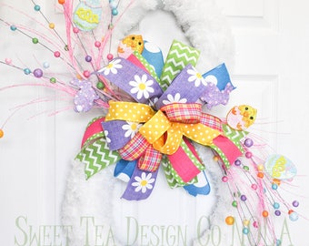 Easter Wreath, Bunny Wreath, Bright Easter Wreath