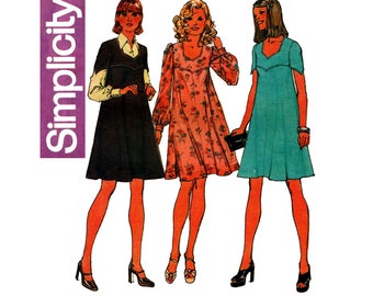 Simplicity 6501 Womens Tent Dress or Jumper Pointed or Long Full Sleeves Vintage Sewing Pattern Size 14 Bust 36 inches UNCUT Factory Folded