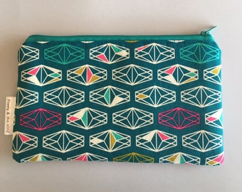 Geometric Jewel Gem Pencil Case / Make Up Bag