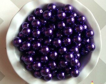 20mm Dark Purple Chunky Beads Bubble Gum Pearls (A67)