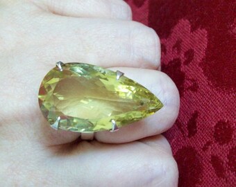 Lemon Quartz and Sterling Silver Ring Size 7