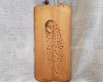 Wall Decor, Painting on Wood, Pyrography Art, Gift Idea