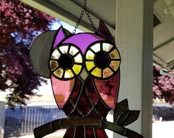 Little owl stained glass suncatcher