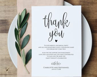 Wedding Thank You Note, Printable Thank You Card Template, Instant Download Editable PDF, WLP461