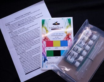 Silk Dye Kits, Instant Set Dye, No Steaming or Heat setting needed, Beautiful Colors, Safe, Low Water Impact,Scarves to dye available
