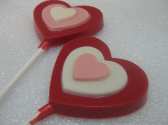 Triple layer heart lollipop sucker party favor