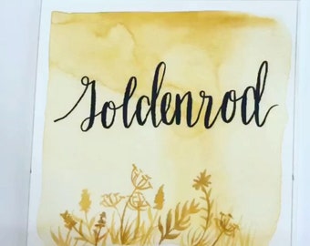 Goldenrod, watercolor, handmade paint, handmade watercolor, art, calligraphy, watercolor painting, artistic isle, gold, gift, christmas