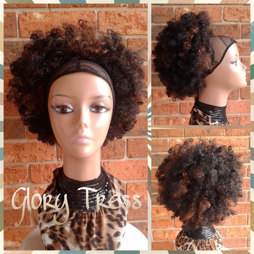 ON SALE Kinky Curly Afro Drawstring Ponytail Ombre