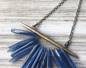 Kyanite Pendant Necklace // Long Necklace // Modern Necklace // Natural Stone Necklace // Boho Necklace // Gift for Her // Handmade