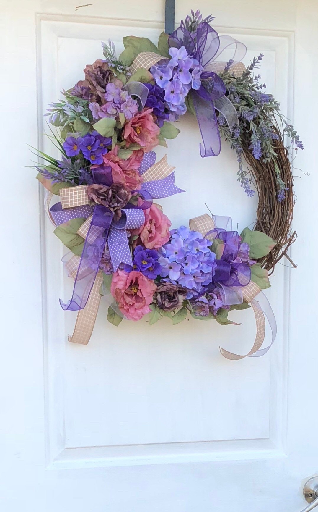 Summer Door WreathPurple Wreath Shabby Chic Wreath Sassy Doors
