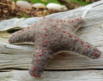 Handmade Wool Felted Starfish Christmas Tree Ornament