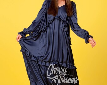 Blue Maxi dress/ Summer Maxi Dress/ Boho dress/ Maxi Boho dress/ Maxi dress with sleeves/ Long sleeves dress/ Party dress/055.169