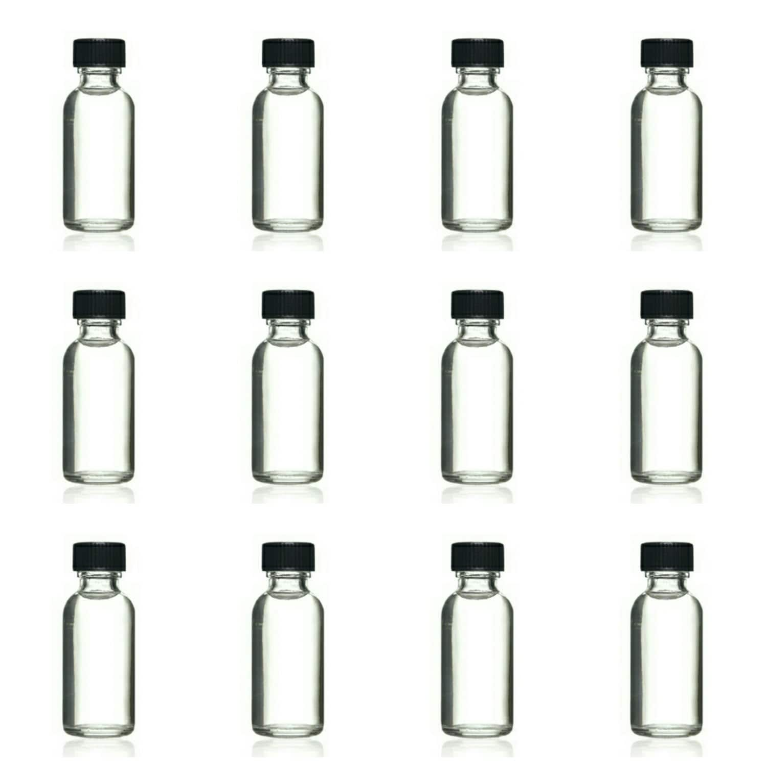 Clear Boston Round Glass Bottles 1 oz. 1 Dozen