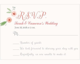 Printable Modern Rose Potluck Style Wedding Invitation Set