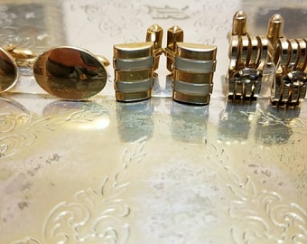 Various vintage gold plated cufflinks as shown