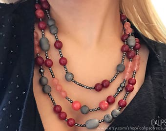 Red ruby necklace for women, red jewelry for her, gemstone jewelry, gemstone necklace, statement jewelry, gift for her, Mothers day gift