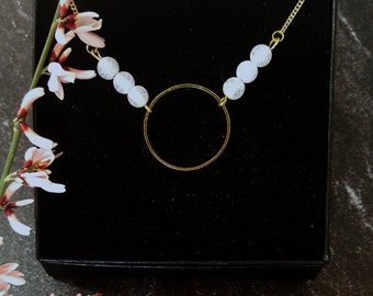 Minimalist Geometric Necklace / Layered Necklace Geometric / Simple Geometric Necklace / Geometric Stone Necklace / Circle Bohemian Necklace