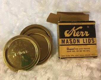 Vintage Kerr Mason Jar Lids, 1930s, Farmhouse Decor, Vintage Advertising