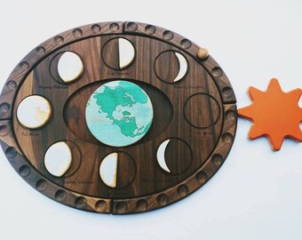 Moon phases puzzle - moon decor - Moon Calendar - Moon phases