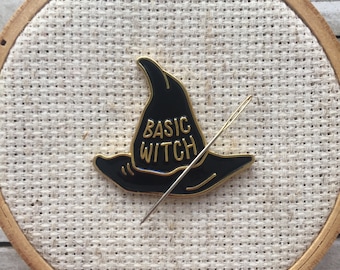 Basic Witch Needle Minder - You're Basic - Basic Witch Hat Magnet for Cross Stitch - Modern Embroidery