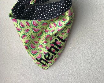 Custom Watermelon Dog Bandana/Dog Bandana/Watermelon/Green/Colorful/Pink/Dog Accessories/Reversible/Personalized/Polka Dots/Fruit/Fur Baby