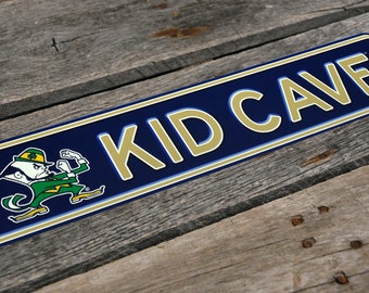 Notre Dame Fighting Irish/Kid Cave/Metal Sign/Wall Art/Bedroom Decor/Wall Decor/Kids Wall Art/Nursery Decor/Gift for Son/Gift for Child
