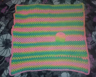 Crochet baby blanket with matching hat