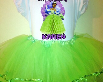 Princess Tiana Dress 1T,2T,3T,4T,5T,6T,7T,8T 2Pc birthday tutu Dress