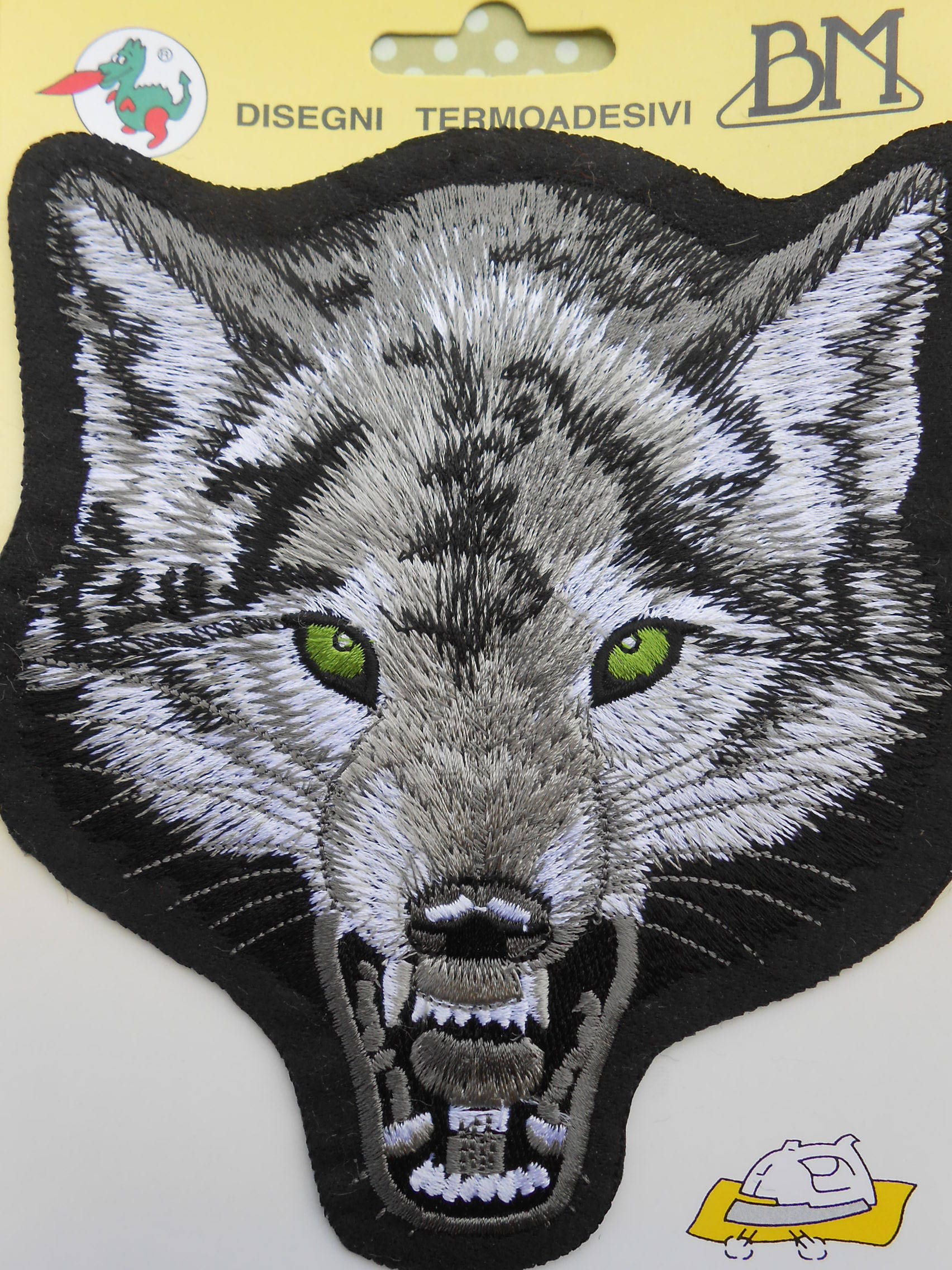 Wolf Iron on Embroidered Large Applique