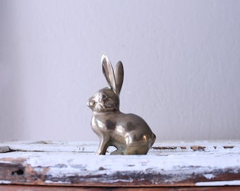Vintage Brass Bunny Rabbit // Solid Brass