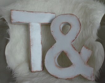 8", 12", or 16" Shabby Chic White Distressed Paper Mache Letters