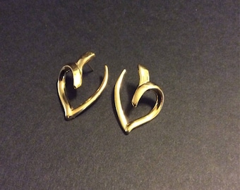 SIGNED Monet, Gold Tone Open-Heart stud earrings