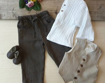 Boys Boys pantalon, chanvre, vêtements, mariage Bohème, pantalon en lin, pantalon, pantalon, tenue de mariage, Boho garçon, bambin garçon vêtements, Gypsy