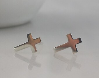 Small Sterling Silver Cross Earrings -Tiny Cross Earrings